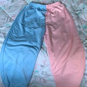 Blue and pink sweats